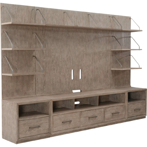 City Scape 6 Piece Entertainment Center in Brushed Burnished Beige Wood