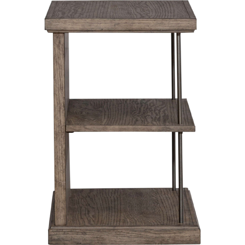 City Scape Chair Side End Table in Brushed Burnished Beige Wood