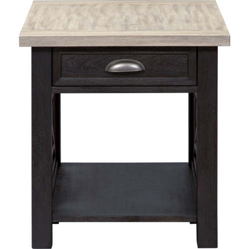 Heatherbrook Drawer End Table in Charcoal Gray & Ash