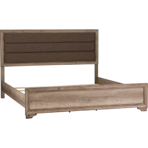 Sun Valley King Bed in Sandstone & Brown Fabric