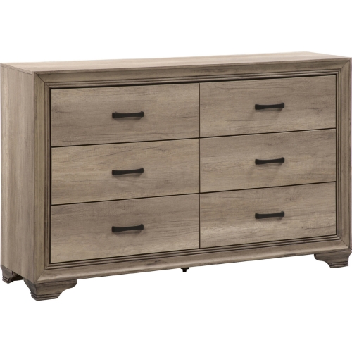 Sun Valley 6 Drawer Dresser in Sandstone Finish