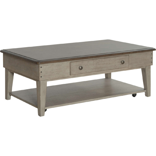 Ivy Hollow Drawer Coffee Cocktail Table in Weathered Linen & Dusty Taupe Wood