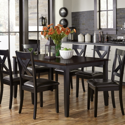 Thornton II 7 Piece Dining Set in Black & Brown