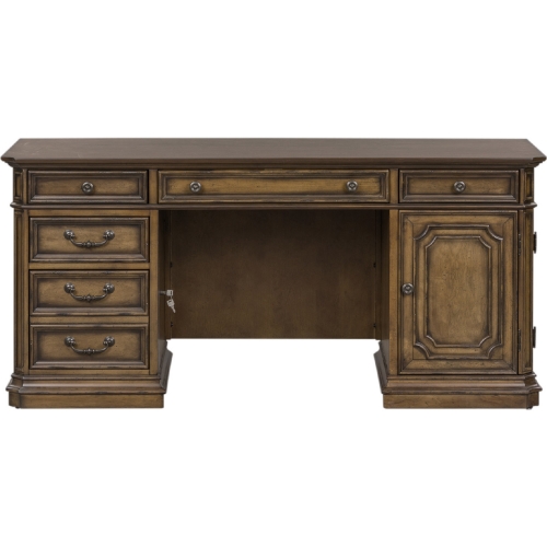 Amelia Credenza Desk Base in Antique Toffee Brown Finish