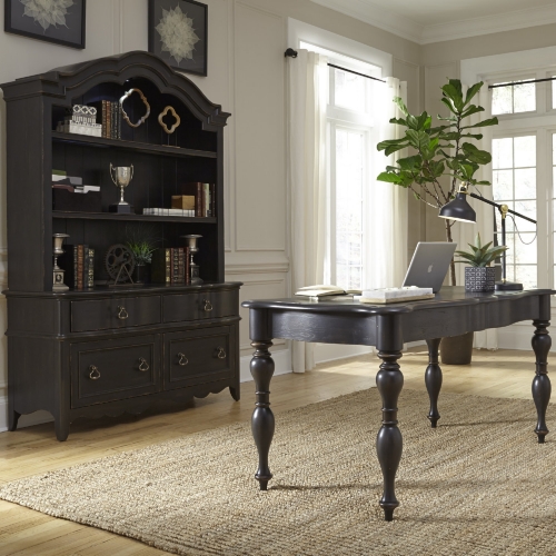 Chesapeake 3 Piece Desk & Credenza Set in Antique Black