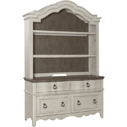 Chesapeake Credenza & Hutch in Brushed White & Taupe