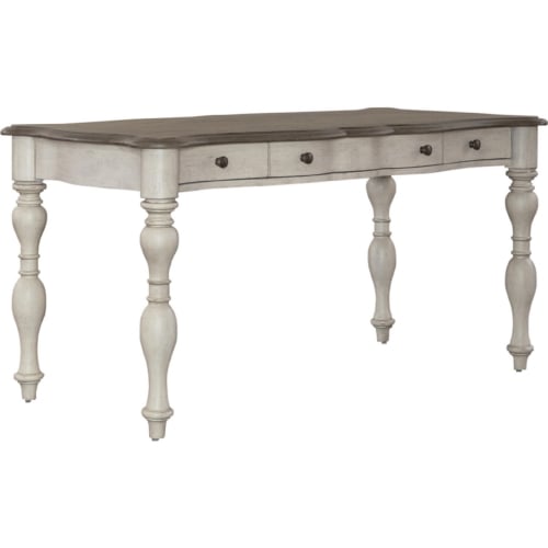 Chesapeake Writing Desk in Brushed White & Taupe