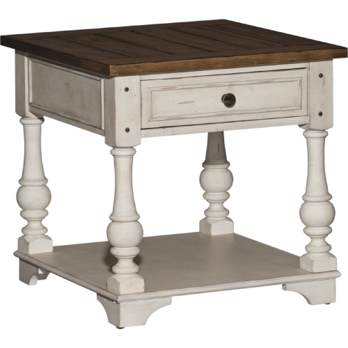 Morgan Creek End Table in White & Brown