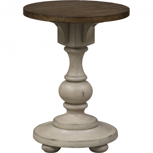 Morgan Creek Side Table in White & Brown