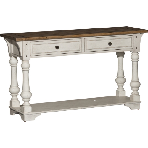 Morgan Creek Sofa Table in White & Brown