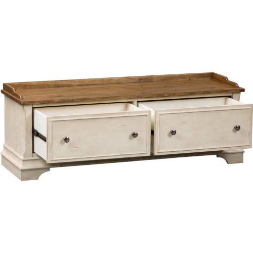 Morgan Creek Storage Hall Bench in White & Brown