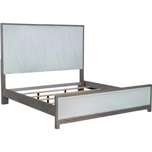 Palmetto Heights Queen Panel Bed in Shell White & Driftwood Finish