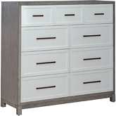 Palmetto Heights 9 Drawer Dresser in Shell White & Driftwood Finish