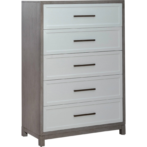 Palmetto Heights 5 Drawer Chest in Shell White & Driftwood Finish