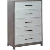 Palmetto Heights 5 Drawer Chest in Shell White & Driftwood Finish