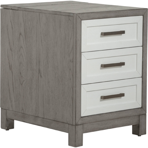 Palmetto Heights 3 Drawer Chair Side Table in Shell White & Driftwood Finish