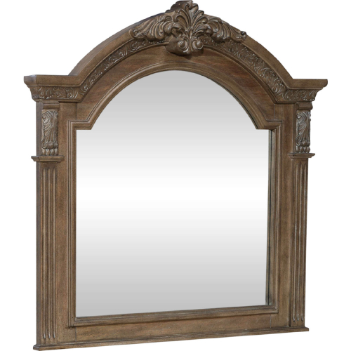 Carlisle Court Arched Mirror in Waxed Chestnut Finish Wood