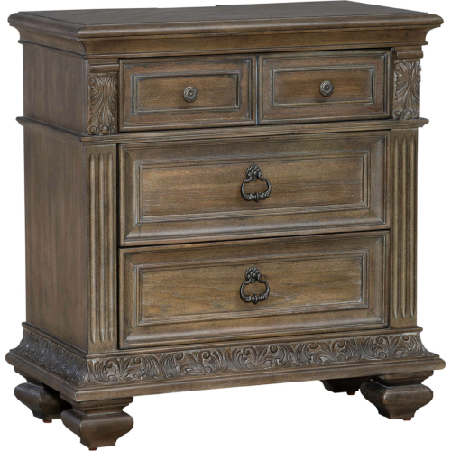 Carlisle Court Bedside Chest w/ Charging in Waxed Chestnut Finish Wood