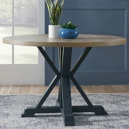 Lakeshore 48" Pedestal Dining Table in Distressed Navy