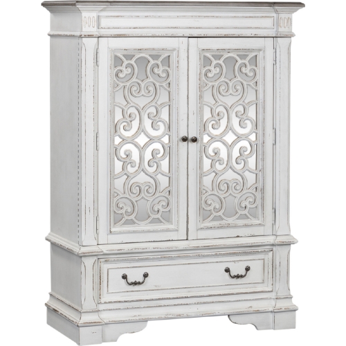 Abbey Park Mirrored Door Chest in Antique White