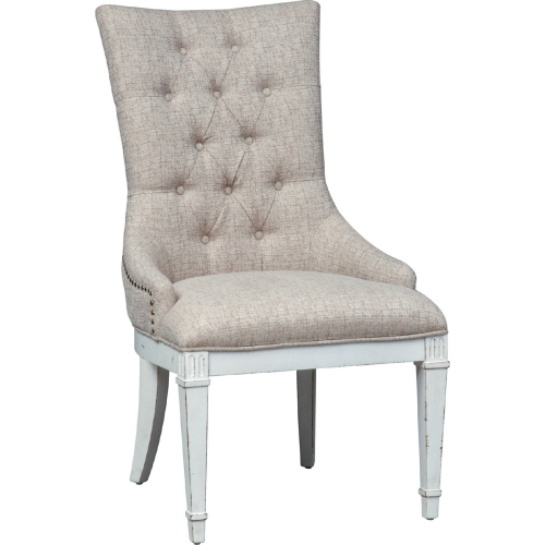 Abbey Park Hostess Dining Chair in White & Tufted Fabric (Set of 2)