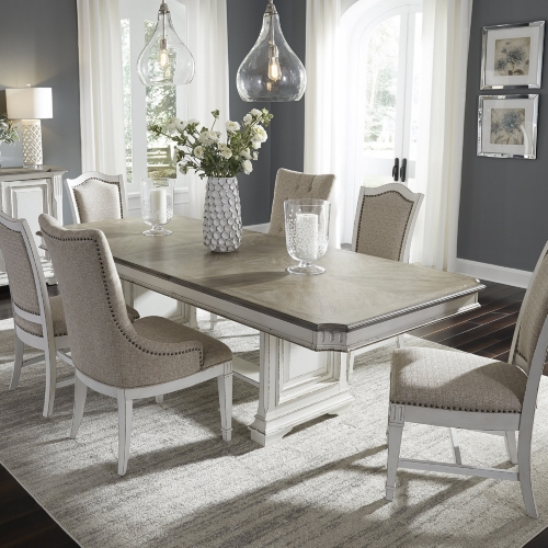 Abbey Park 7 Piece Trestle Dining Set in Antique White