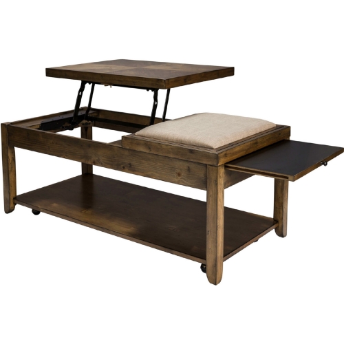 Mitchell Lift Top Cocktail Table in Nutmeg Brown & Fabric