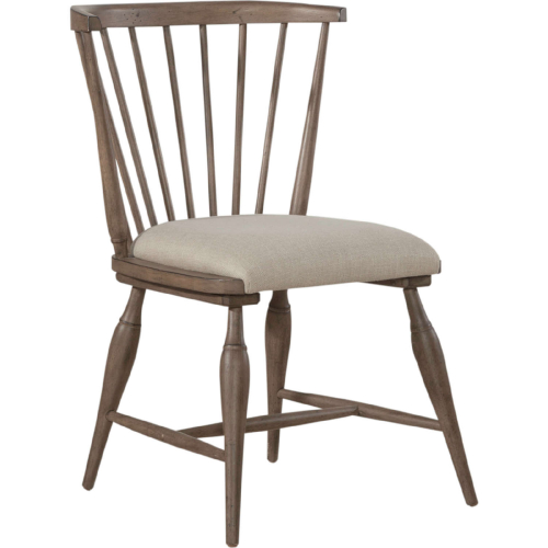 Americana Farmhouse Windsor Dining Chair in Taupe Wood & Linen