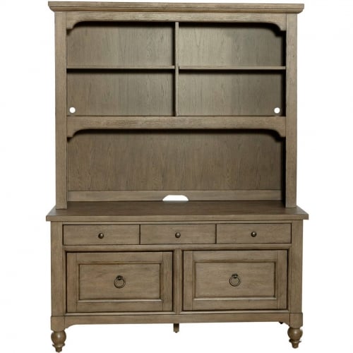 Americana Farmhouse Credenza & Hutch in Dusty Taupe Finish Wood