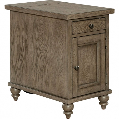 Americana Farmhouse Chair Side Table in Dusty Taupe Finish Wood