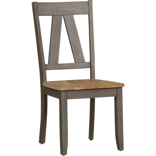 Lindsey Farm Splat Back Dining Chair in Gray & Sandstone (Set of 2)