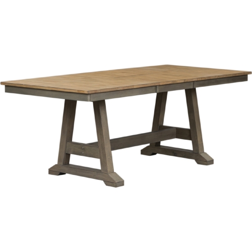 Lindsey Farm 78" Trestle Dining Table in Gray & Sandstone