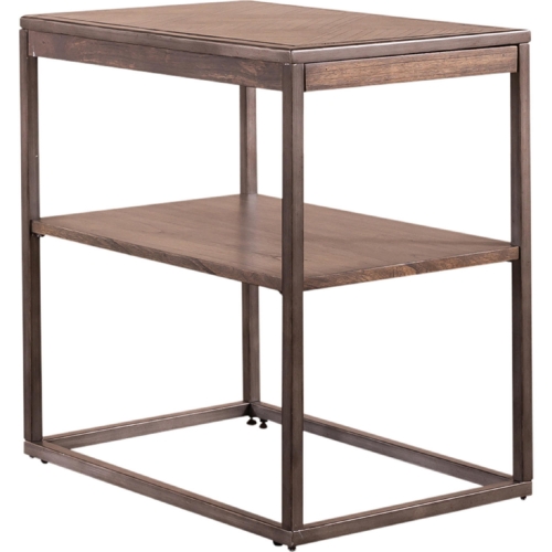 Jamestown Chair Side Table in Tobacco Brown Wood & Metal