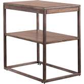 Jamestown Chair Side Table in Tobacco Brown Wood & Metal