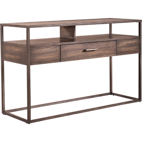 Jamestown Sofa Table in Tobacco Brown Wood & Metal