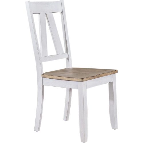 Lindsey Farm Splat Back Dining Chair in Weathered White & Sandstone