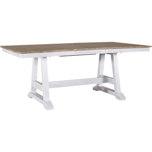 Lindsey Farm 78" Trestle Dining Table in Weathered White & Sandstone