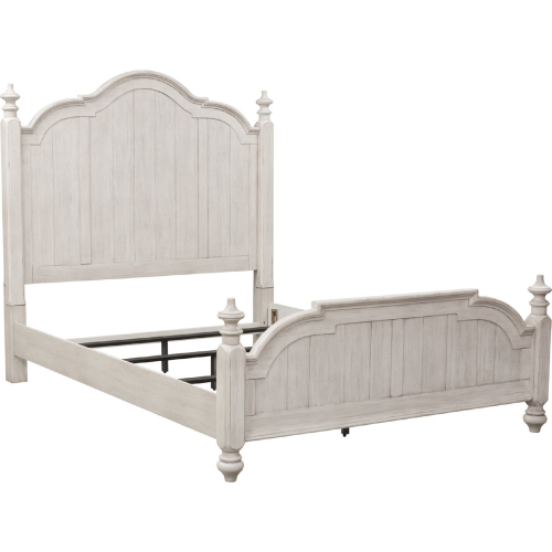 Farmhouse Reimagined King Poster Bed in White & Brown