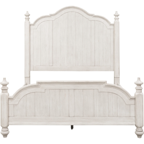 Farmhouse Reimagined Queen Poster Bed in White & Brown