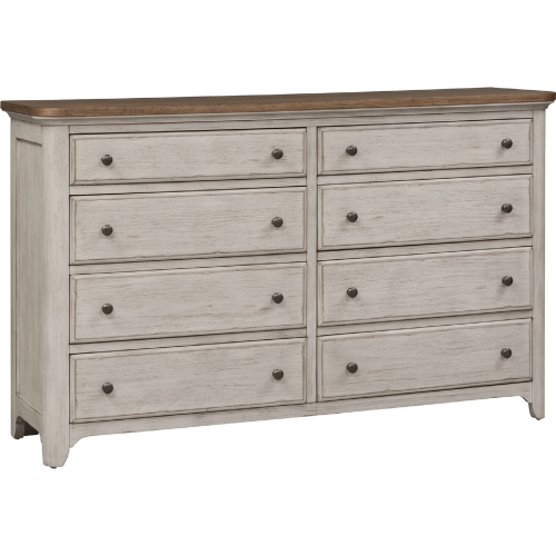 Farmhouse Reimagined 8 Drawer Dresser in White & Brown