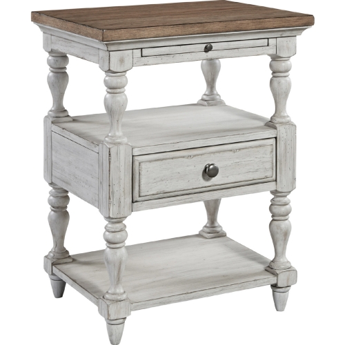 Farmhouse Reimagined 1 Drawer Nightstand in White & Brown