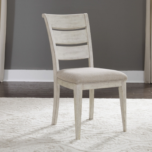 Farmhouse Reimagined Ladder Dining Chair in Antique White (Set of 2)