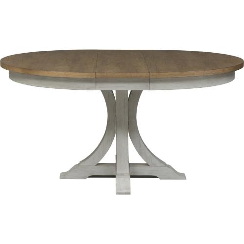 Farmhouse Reimagined 60" Pedestal Dining Table in White & Brown