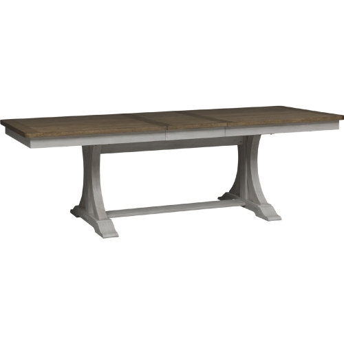 Farmhouse Reimagined 96" Trestle Dining Table in White & Brown