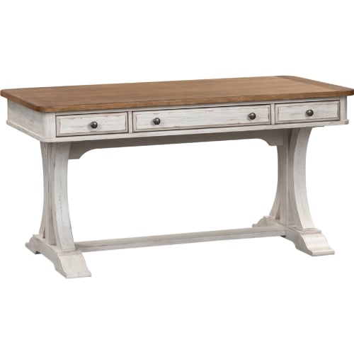 Farmhouse Reimagined Writing Desk in Antique White & Chestnut