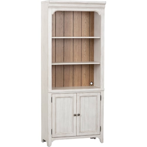 Farmhouse Reimagined Bookcase in Antique White & Chestnut