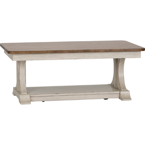 Farmhouse Reimagined Cocktail Table in Antique White & Chestnut