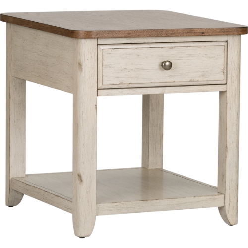 Farmhouse Reimagined End Table in Antique White & Chestnut