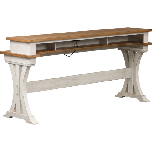 Farmhouse Reimagined Console Bar Table in White & Chestnut