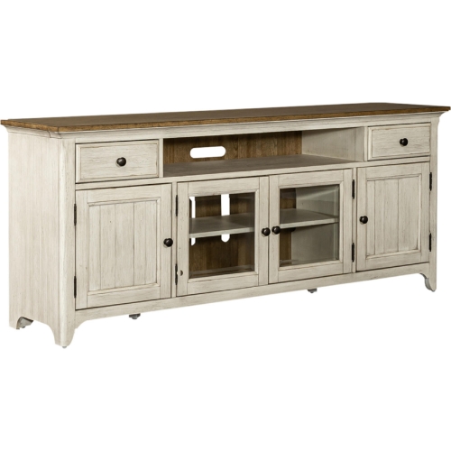 Farmhouse Reimagined 72" TV Stand in Antique White & Chestnut